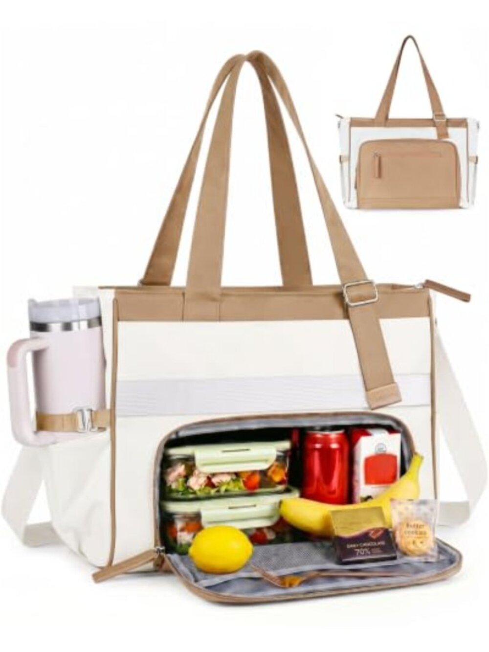 24.5L Insulated Lunch Tote Bag Fits 15.6" Laptop Water-Resistant Work Bag